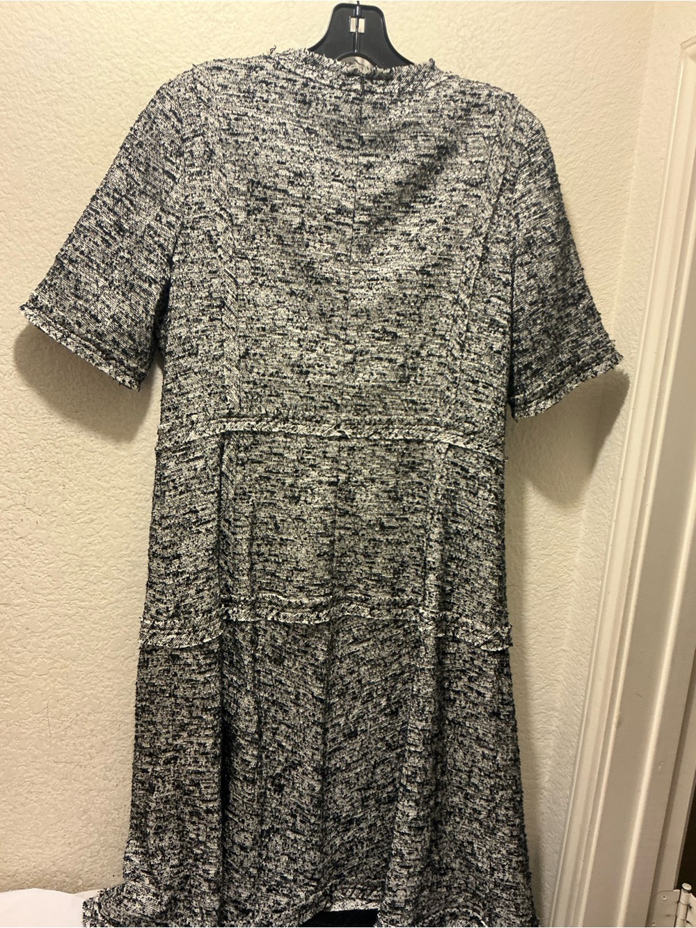 Teri Jon Gray Tweed Mini Dress with Pearl Trim - Picture 5 of 6